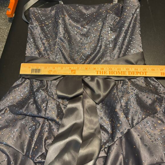 Jessica McClintock Sz 11 Gray Party Bubble Dress Tulle Shiny Strapless Gunne Sax - Picture 4 of 7